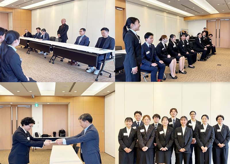 代表取締役 山川博功が新入社員を激励